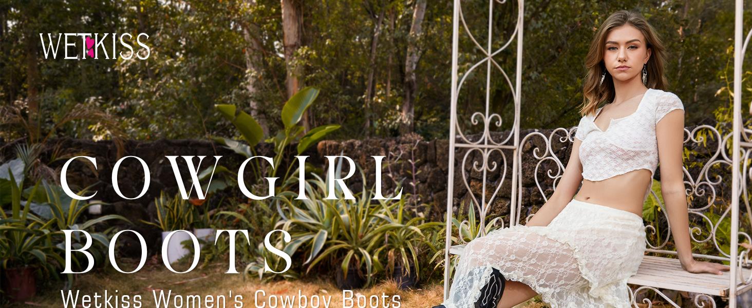 Wetkiss  Women Cowgirl Cowboy Knee High Tall Boots with Classic Retro Embroidered Chunky Heel Slip On Pointed Toe Womens Western Boots for Girls Ladies ,Women's Shoes,Women's Boots  #TikTokShopSpringGlowUp #greenish