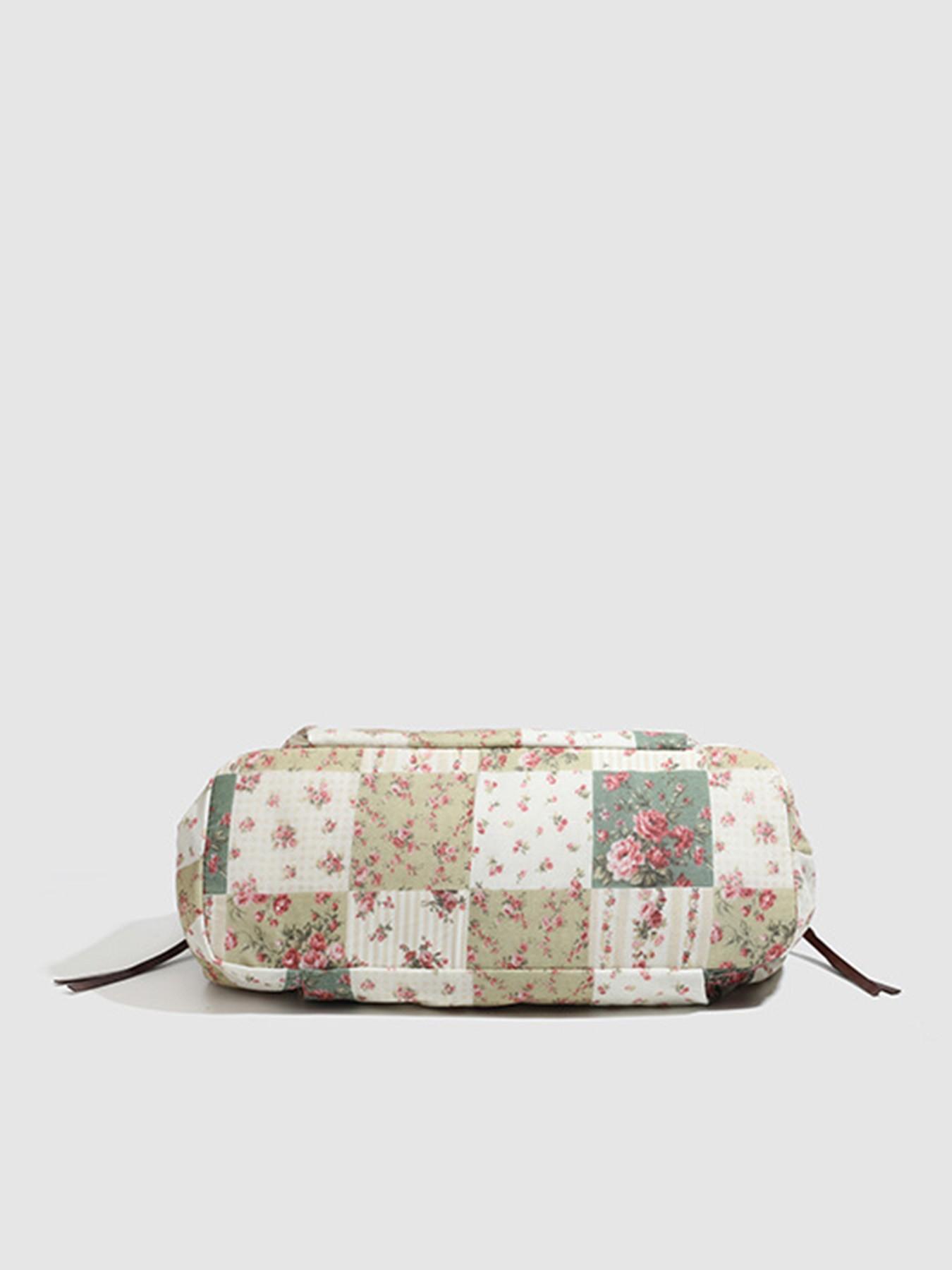 Women's Vintage Floral Patch Lace Patchwork Underarm Tote Bag, Faux Leather Large-Capacity Retro Purse for Commute, Shopping, Ideal Holiday Gift for Ladies, Daily Use