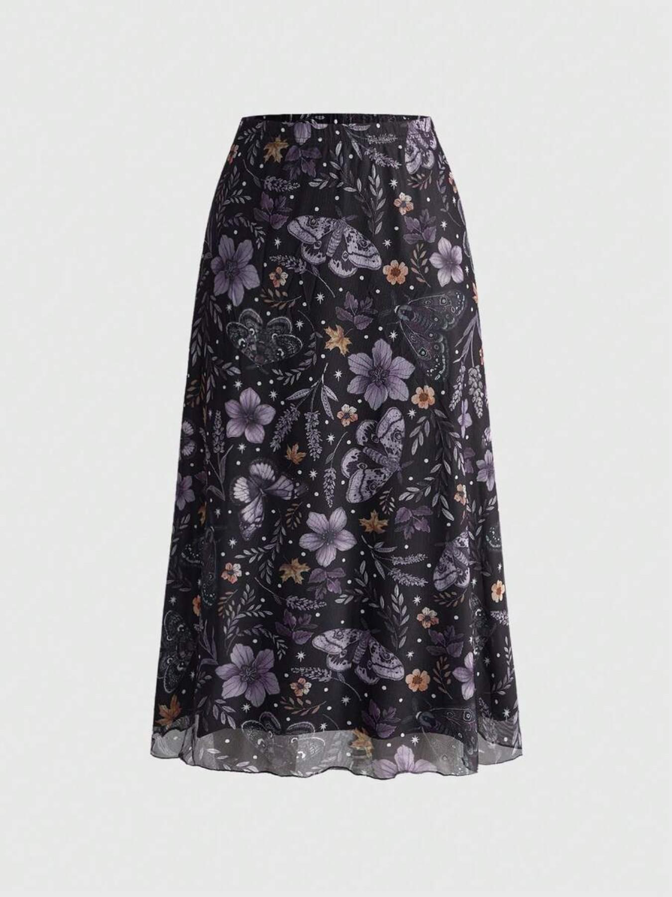 Women's Gothic Bat Moth Butterfly Spider Skull Moon Pumpkin Print A-Line Punk Mini Skirt, Womenswear Autumn Winter Natural Style Party Dress Fit