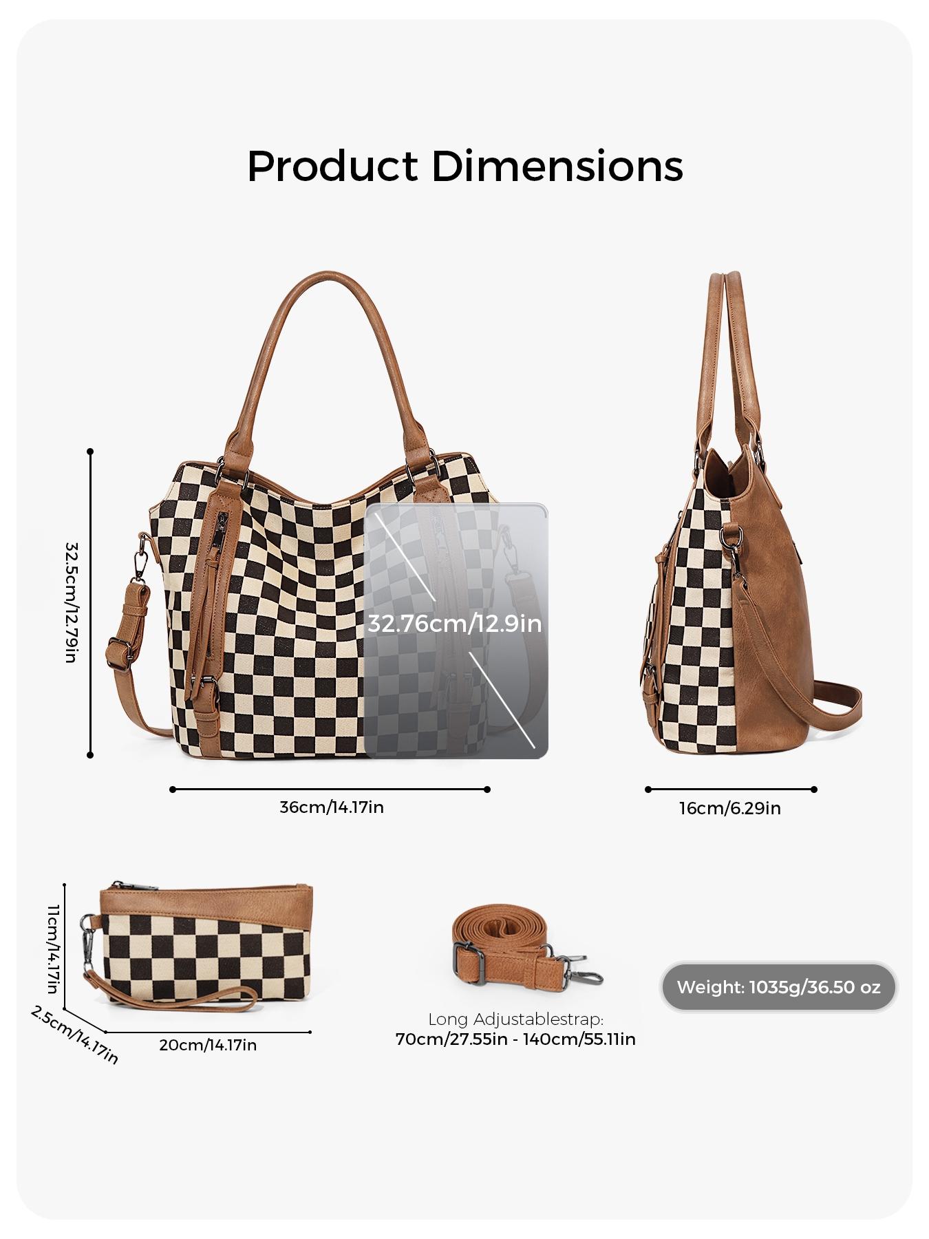 Plaid Retro Handbag Large Capacity Bag Set Fashion Crossbody Commuter Shoulder Bag, Stylish and Versatile Design,Christmas Gift,25 fall&winter