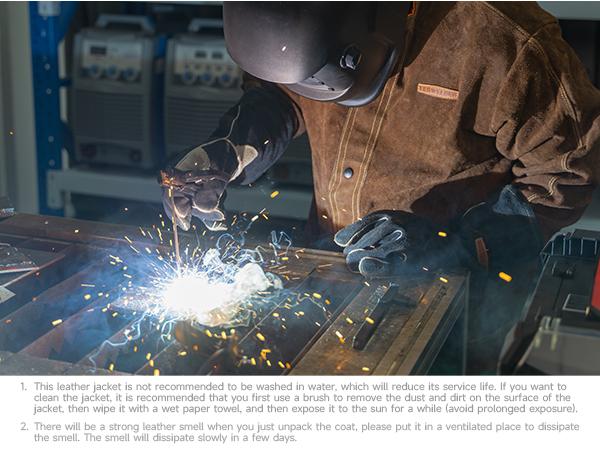 YESWELDER Heavy Duty Split Cowhide Leather Welding Jacket | Heat Flame Resistant Welder Coat for Men & Women | Work Safety Vest with Cotton Lining YESWELDER Heavy Duty Split Cowhide Leather Welding Jacket | Heat Flame Resistant Welder Coat for Men & Women | Work Safety Vest with Cotton Lining