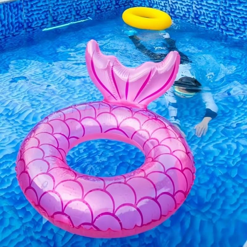 Multi-Sized Inflatable Swimming Pool Float Tube, Heavy-Duty UV Resistant Mermaid Tail Ring Inflatable Circle for Children and Adults, Colorful Pool Party Accessory Water Activities