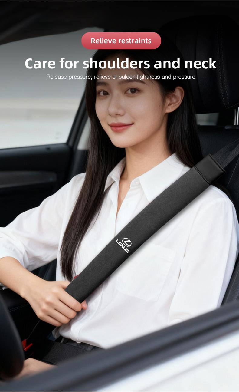 2Pcs Car Seat Belt Safety Shoulder Covers Car Accessories For Lexus IS500 LS460 RC200 LM300 RX450 LX NX350h LC UX CT RZ450e RC300 GX400 GS200t GS300h LS600 RX300 TX LBX HS250
