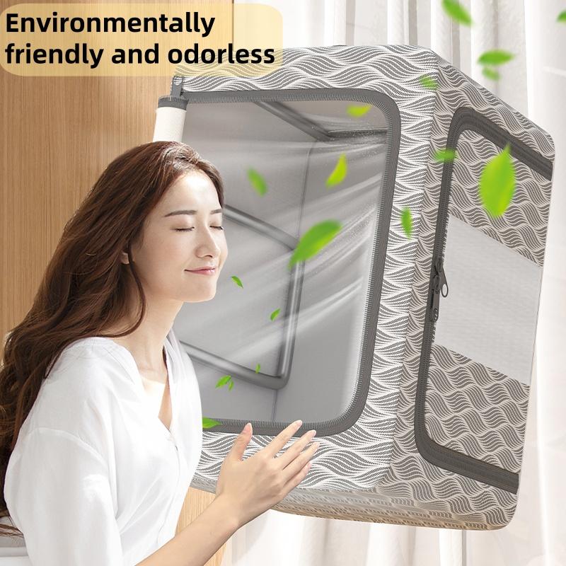 Large Capacity Stackable Storage Box, Waterproof Fabric Organizer for Bedroom Dorm Closet, Durable Folding Frame, Easy Access Zipper