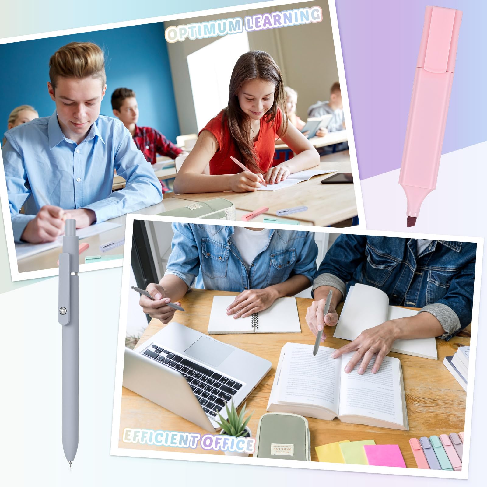 Easter Bible Study Supplies 18pcs Stationery Set for Student with Big Capacity Pencil Case 12 Colorful Highlighter 5 Quick Dry Retractable Black Ink Pens Back To School Gift Easter Gift for Student Teacher Daughter Christian