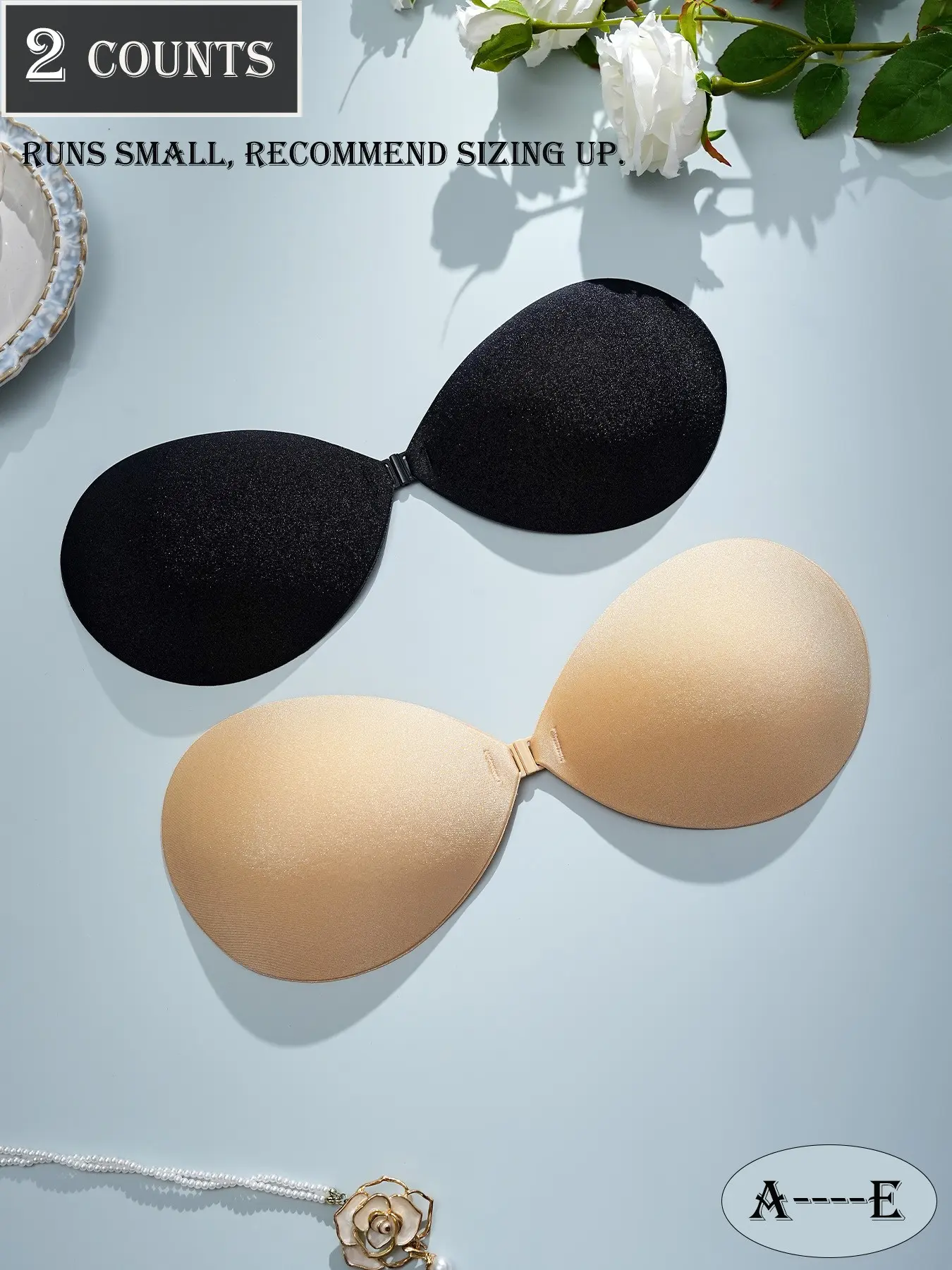 Women's Underwear Solid Jersey Seamless Push Up Cleavage Bra Nipple Cover, Invisible Bras, Self-adhesive Backless Strapless Bra, Breast Pasties, Casual, Please Order a Size Up