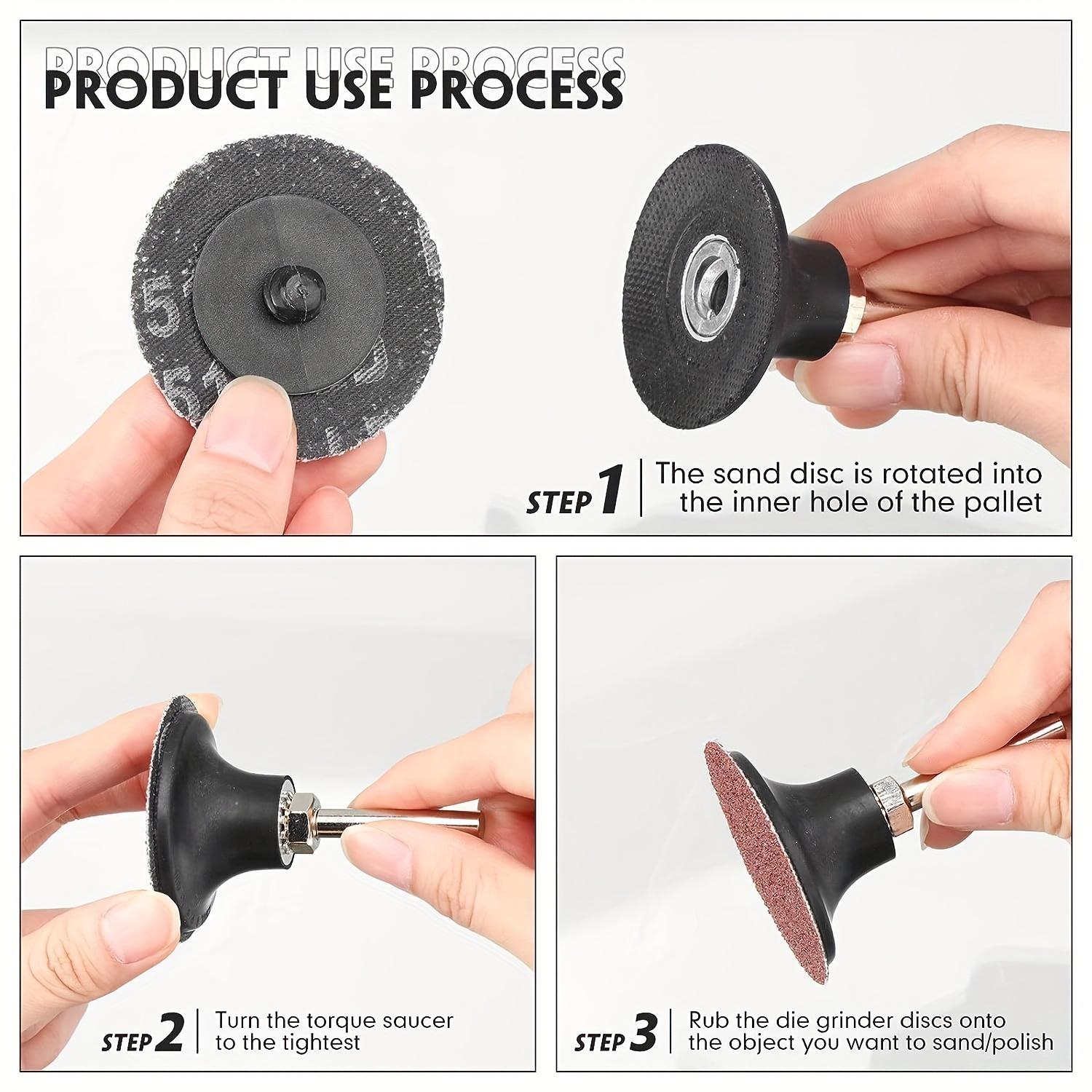 2 Inch Sanding Disc Set, Die Grinder Accessories Sanding Disc with Drill Adapter, Roll Lock Discs for Power Tool Die Grinder Surface Prep Strip Grind Polish Burr Remove