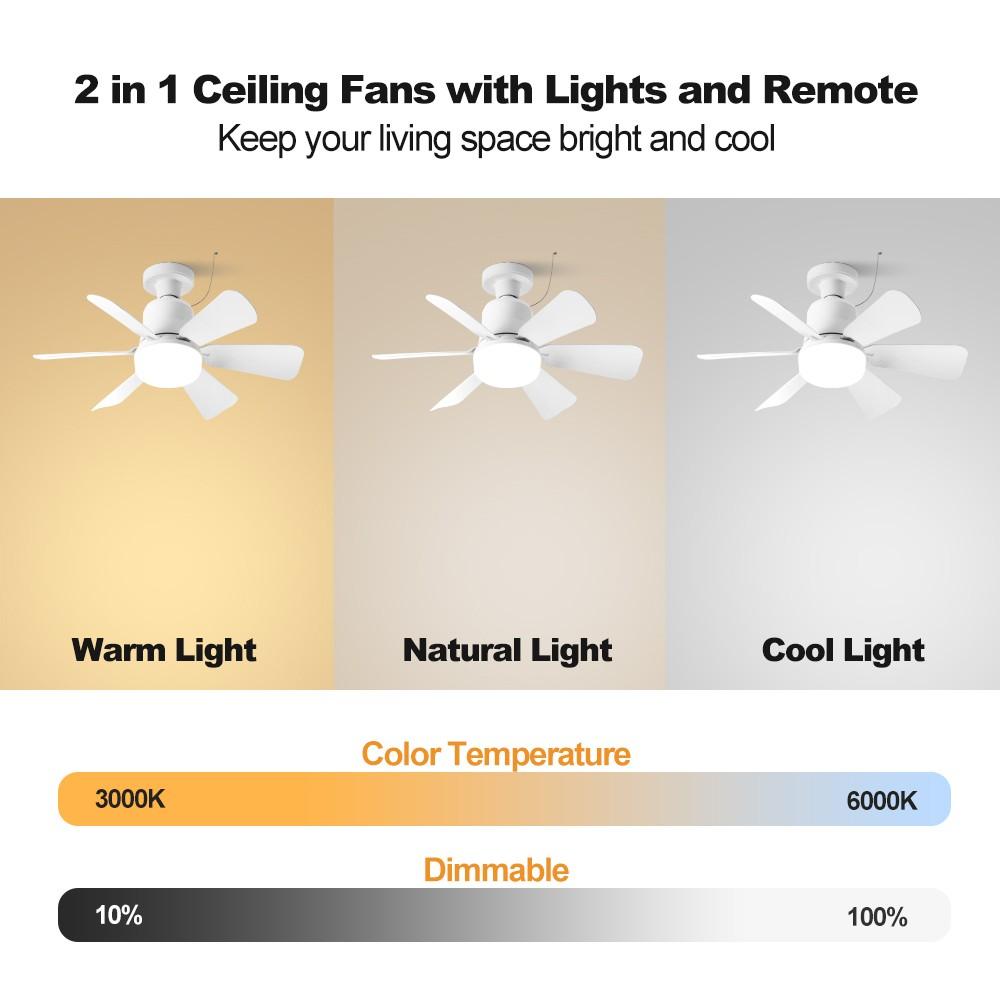 E27 Socket Fan Light Lamp, Adjustable Brightness & Timer, 3 Color Modes 3000k-6500k, Remote Control, Ideal for Bedroom/kitchen/living Room/dining Room/garage/walkway