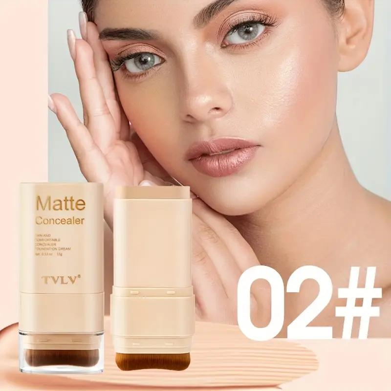 2-In-1 Foundation Concealer Stick, Long-Lasting Waterproof Matte Effect, Flawless Complexion, Internal Brush Head, Full Coverage Creamy Texture, Multi-Tones Available