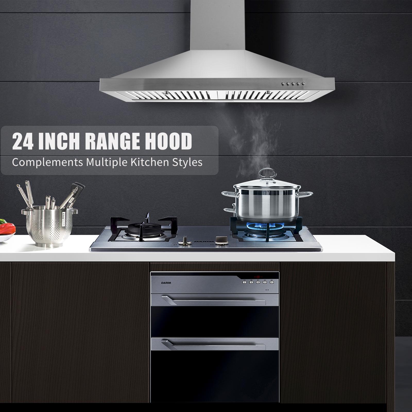 Wall Mount Range Hood 30 inch Kitchen Hood 450 CFM with Ducted/Ductless Touch Control Vent Hood Stainless Steel 3 Speed Exhaust Fan ZMG-0160B Appliance Filter Household Durable