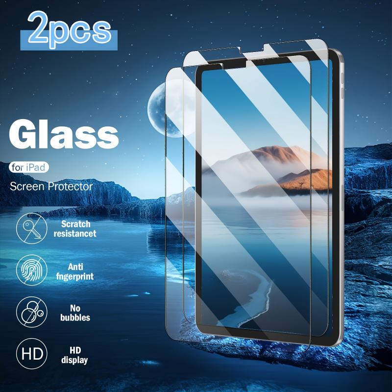 2-piece set suitable for iPad Mini 1/2/3 screen protectors, made of tempered glass material, 9H hardness, scratch resistant and drop resistant, suitable for 7.9-inch displays, device safety, seamless fit, scratch resistant shield