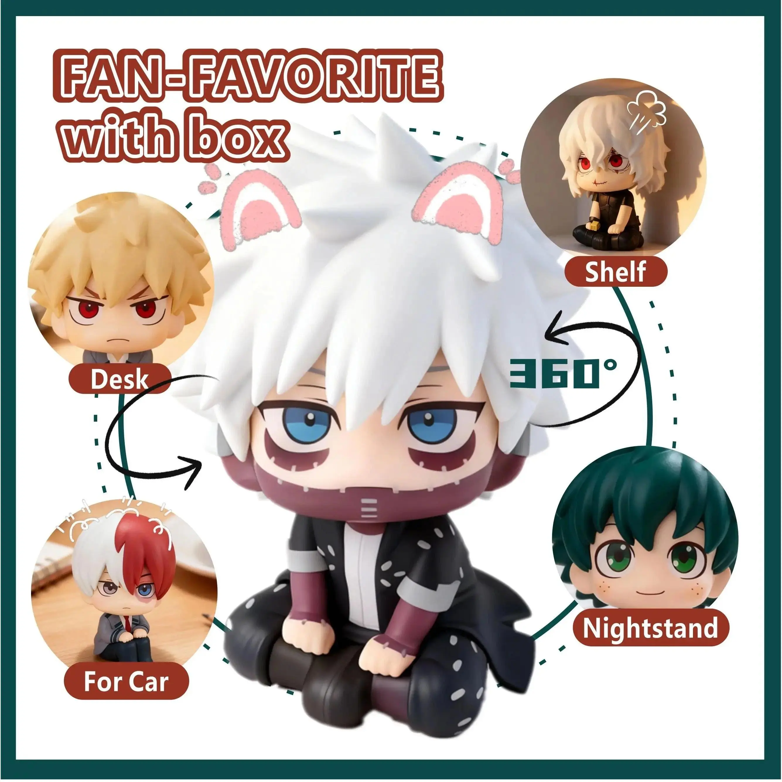 My Hero Academia Chibi PVC Figurine Set - Tomura Shigaraki Izuku Midoriya Katsuki Bakugo Collectible Toys Cute Anime Figures
