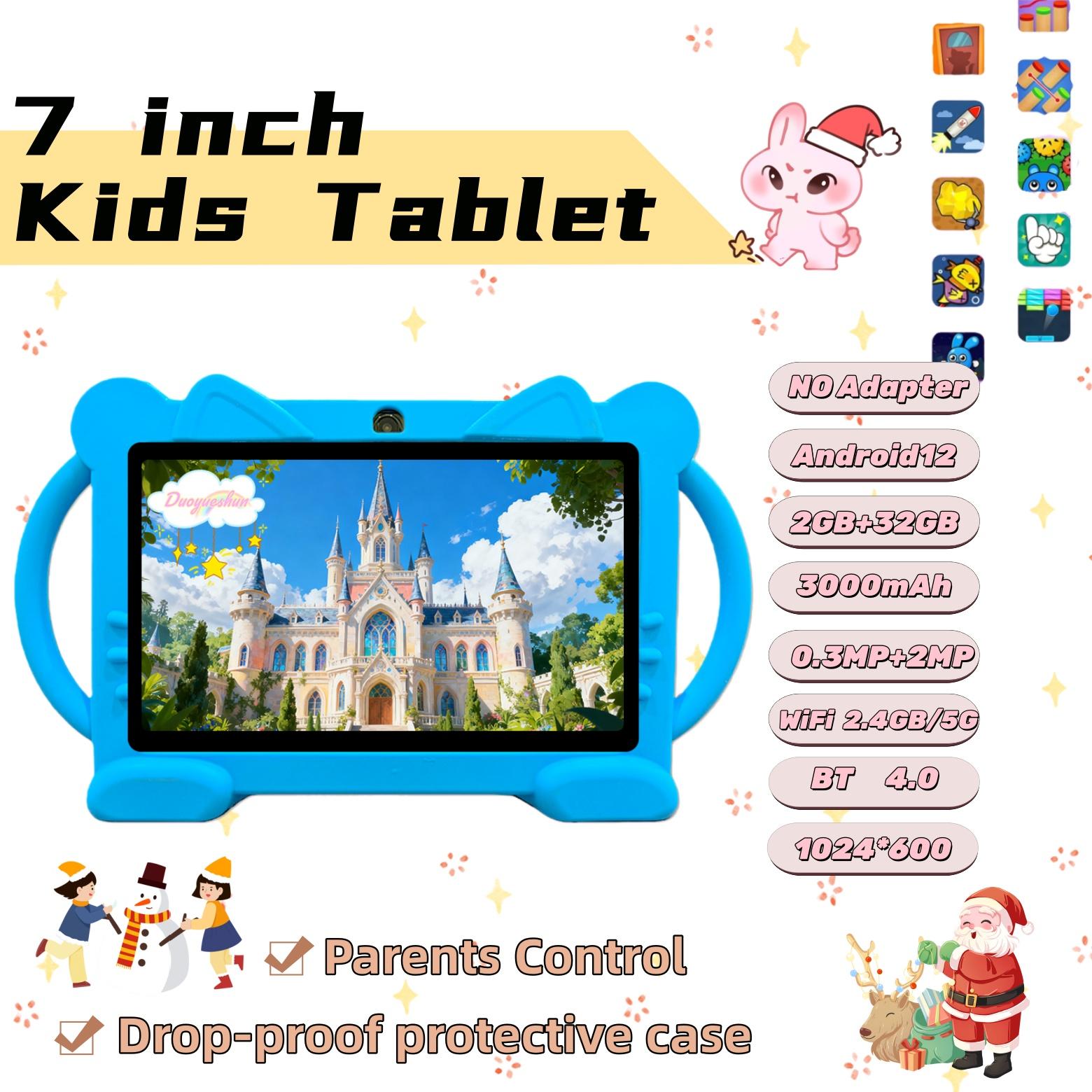 Standable and portable design7 Inch Android Wifi Tablet PC, Student Tablets, Parental Control, Rechargeable Battery, Dual Camera, Home & School Use, Kids' Learning Companion, Learning Entertainment Tablet, /blue