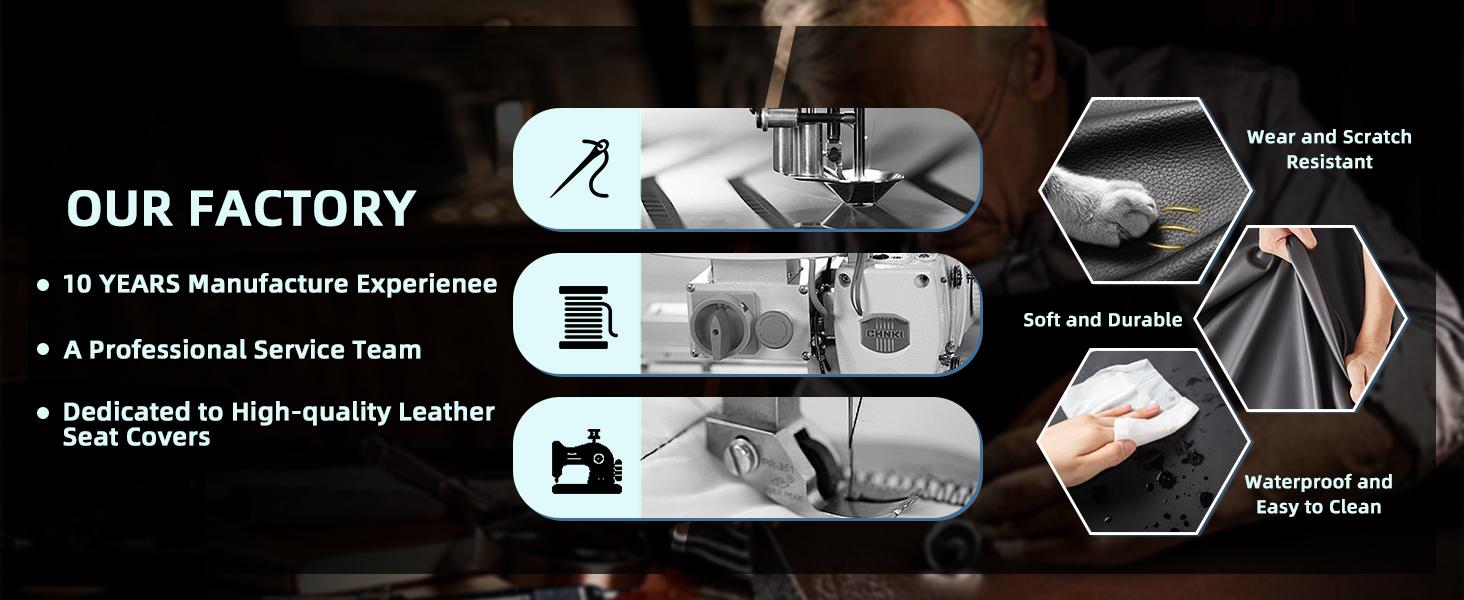 Seat Covers for Ford F150 2009-2025, F250 F350 F450 2017-2025: 5 Seat Full Set Truck Seat Covers Custom Waterproof Perforated Leather (Black&Grey)