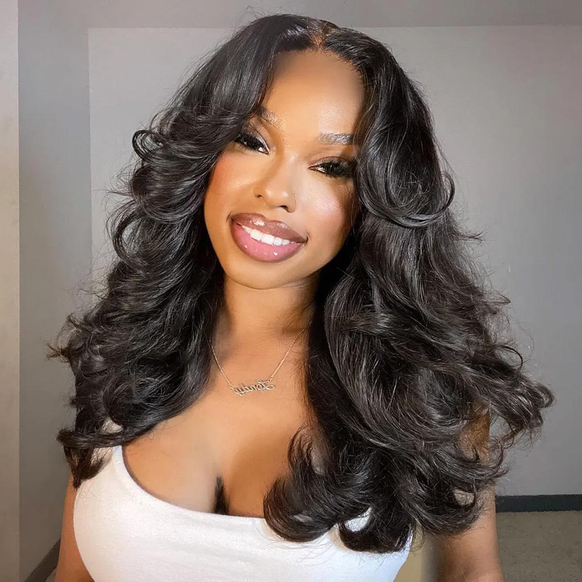 Mscoco Hair Face-Framing Curtain Bangs Body Wave Wig Natural Curls Beginner Friendly 6×5 Ready To Go Glueless Hd Lace Wig With Layers Breathable And Comfortable SpringStatements