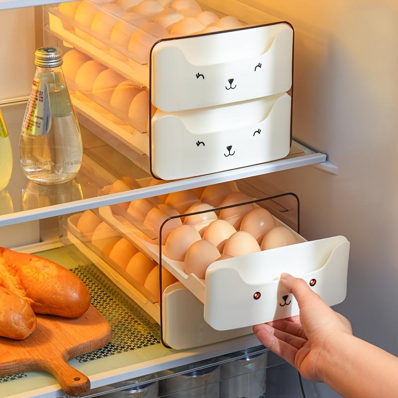 Double Layer Fresh Egg Storage Container, Holds 18 Eggs Per Layer, Transparent Stackable Plastic Tray with Handle, Fridge Organizer, for Fridge Kitchen Home, Household Items, Refrigerator Accessories