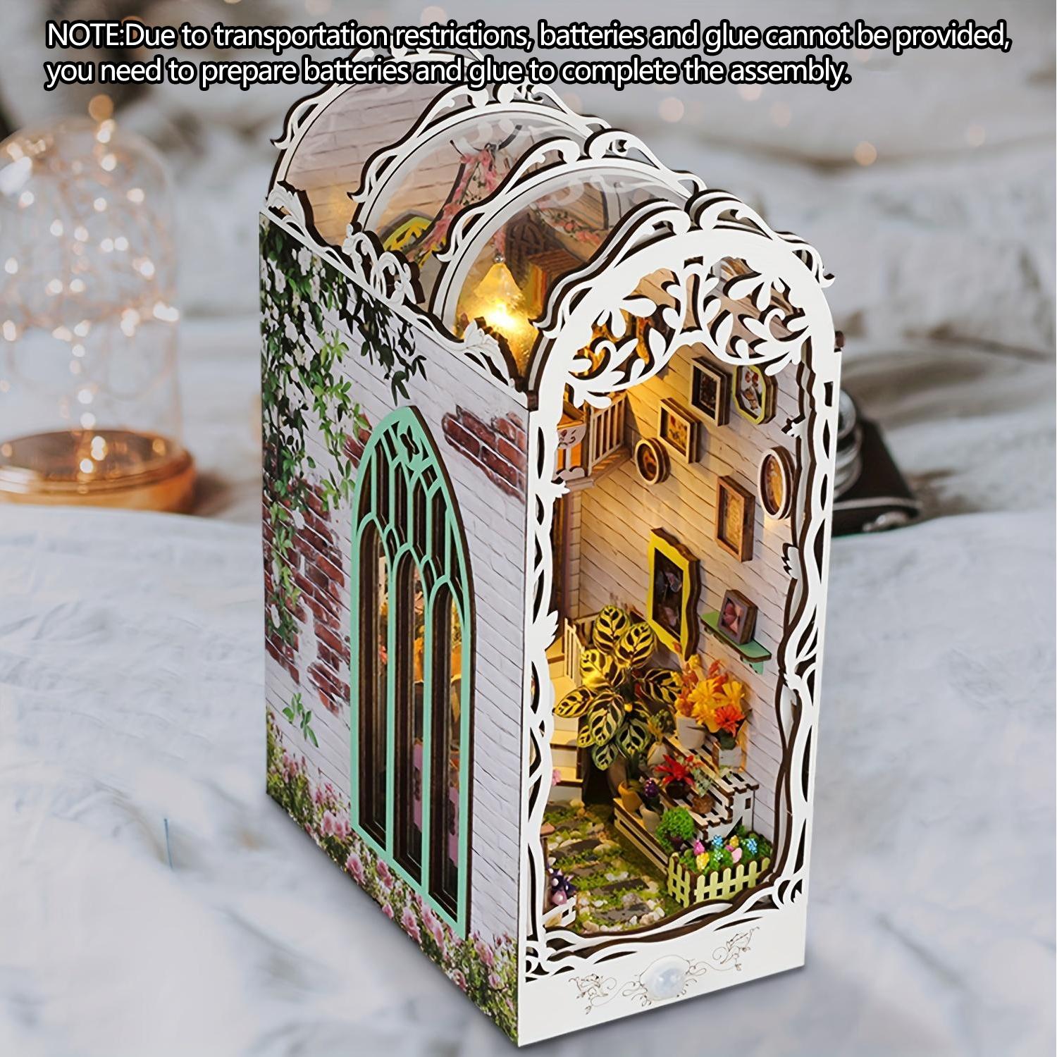 3D Wooden Puzzle, 1 Box DIY Book Nook Kit, DIY Flower Room Model Kit, 3D Desktop Decoration Ornament, DIY Model Kit for Bookshelf Decoration, DIY Building Model
