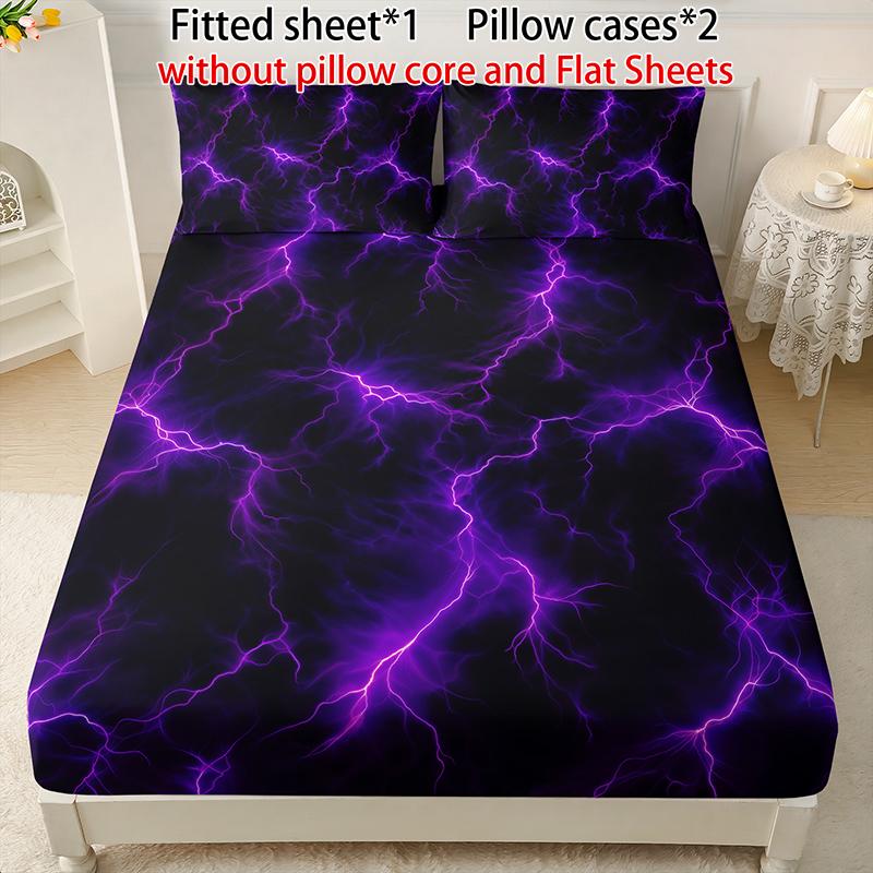 [Spring Glow Up] 3-piece multi-pattern fitted sheet set (fitted sheet*1 +Pillow cases*2),deep pocket 15 inches machine washable,low allergenic,high quality mattress protector for bedrooms,dorm rooms,HD printed all-season room decoration Reversible