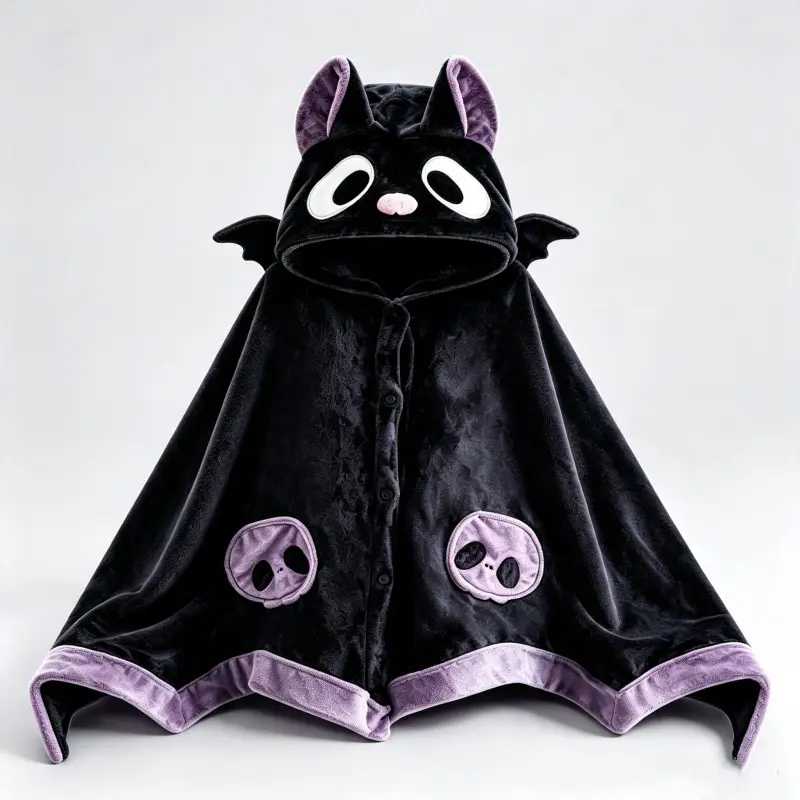 Unisex Wearable Blanket Bat Hooded Cape, Extra Large Plush Thickened Cape, One Size Fits All, Perfect Holiday Gift, Halloween Christmas Gift