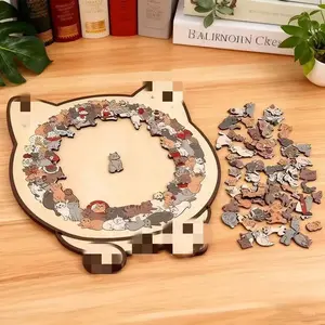 High Difficulty Dog Wooden Puzzle, Cute Puppy Pattern, Desktop Decoration, Pet Puzzle Ornament, Cat and Dog Design, Party Must-Have Collection, Wooden Stacking Puzzle