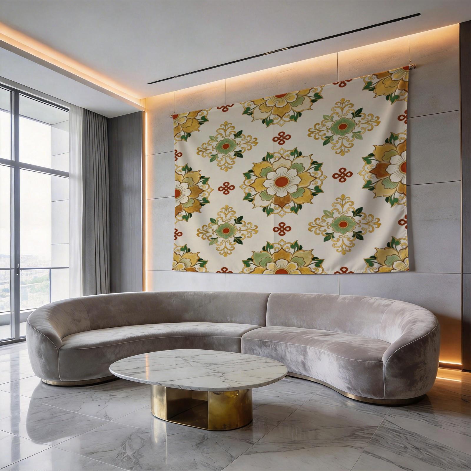 1 Piece Vintage Floral Mandala Tapestry, HD Digital Printed Wall Hanging Tapestries, Aesthetic Boho Tapestry, Easy to Hang for Living Room Bedroom Dorm Home Decor