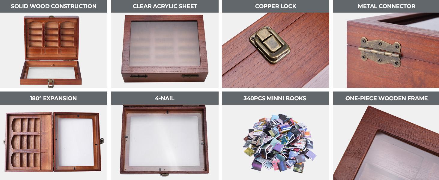 Anxiety Bookshelf | Miniature Book Matchbox Display Cabinet, Wooden Creative Ornaments, Stress-Relieving Gifts for Family and Friends