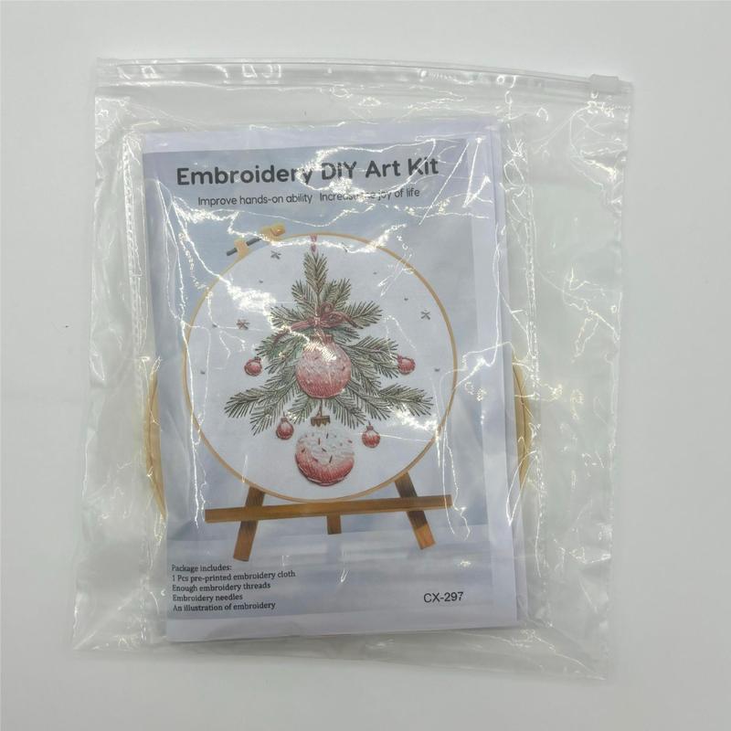 Christmas Holiday Craft Embroidery Kit for Adults - Stainless Steel Needle DIY Cross Stitch Set on Fabric, English Guide Included, Handmade Needlework Decor (Sports & Outdoor Fan Shop Gaming Craft)