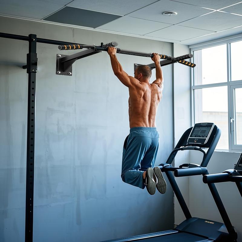 Commercial-Grade Wall Mounted Pull Up Bar | 500KG Max Load, Multi-Function Home Gym Station with Hanging Straps, Perfect for Weighted Lifts, Pull-Ups, Dips & Body Stretching – Solid Black, Heavy Duty Fitness Equipment