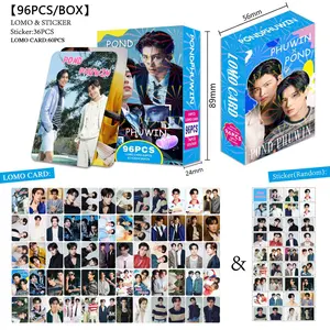 96 Pcs/Set Thailand Star PondPhuwin Laser Lomo Card Pond&Phuwin Characters  Photocard With Stickers Fans Collection cosplay gift
