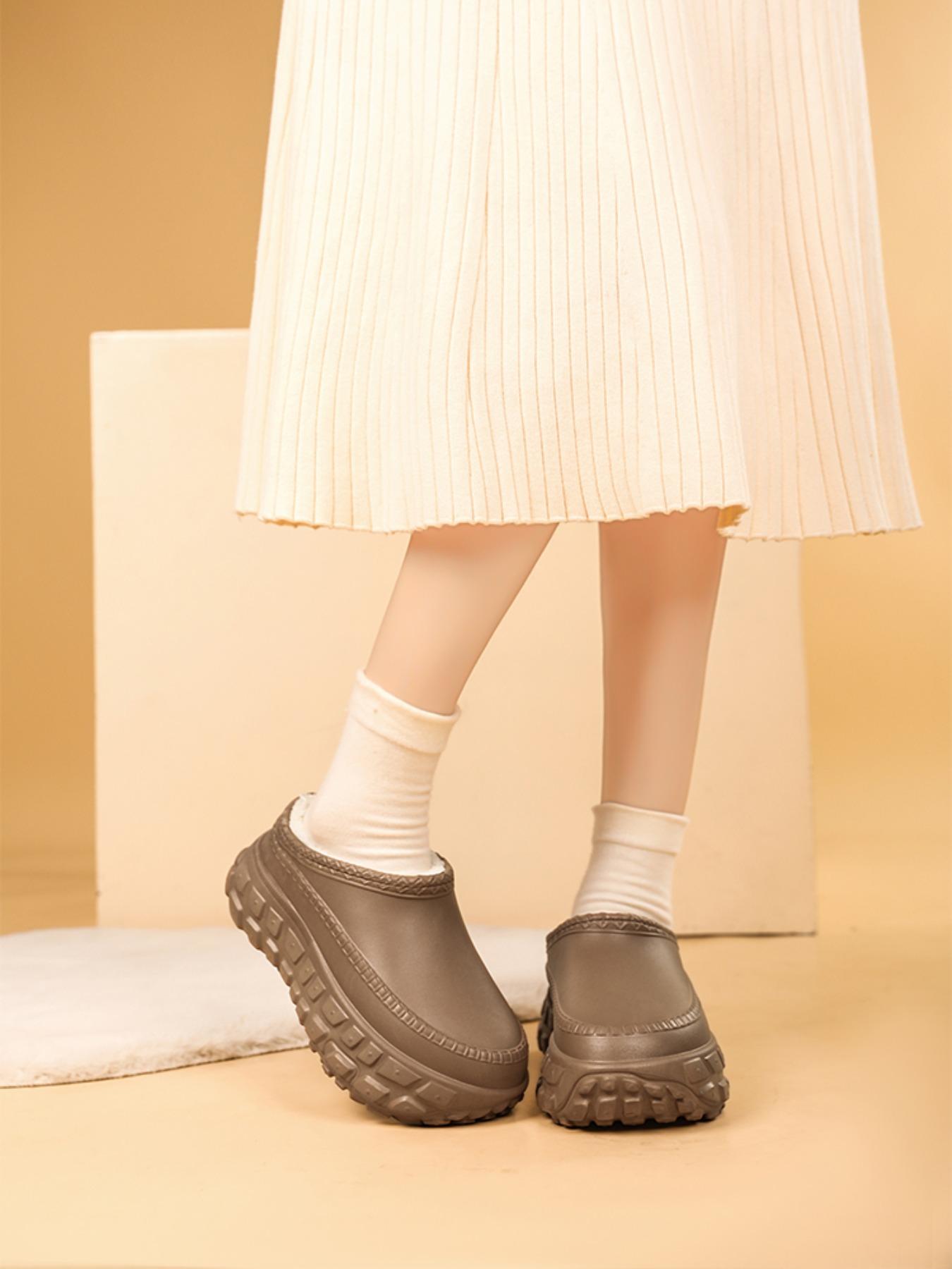 Couples Thick Sole Slipper Shoes, Eva Slippers, Waterproof Anti-Slip Wear-Resistant Bottoms, High-Pile Plush Lining, Comfortable Warm Indoor Outdoor Use