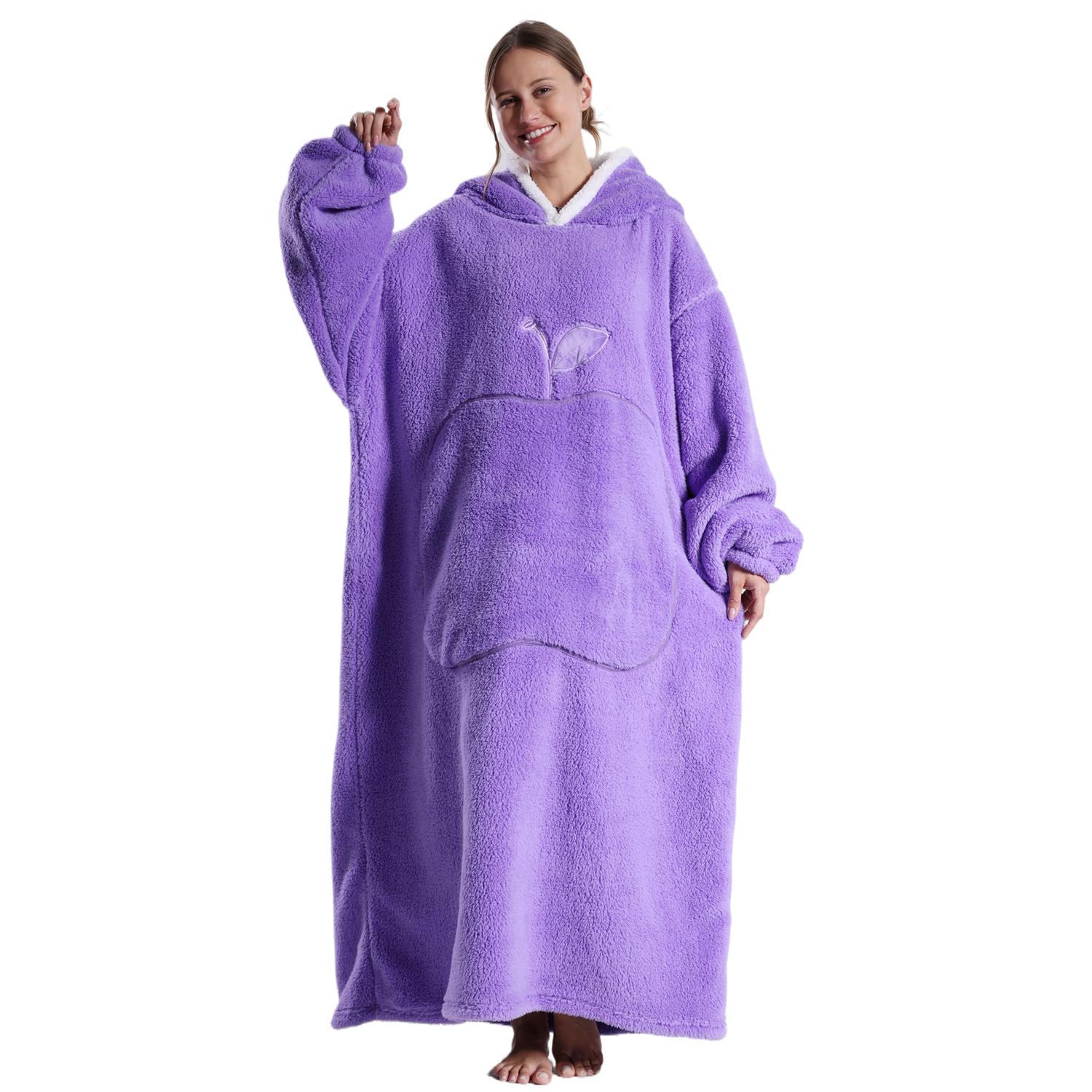 Msrlassn Plus Size Wearable Hoodie Blanket for Women Men, Oversized Hoodie Blanket Cozy Warm Flannel Sweatshirt with Big Pocket, Loungewear Womenswear Hooded Blanket as Gifts for Mom Girlfriend