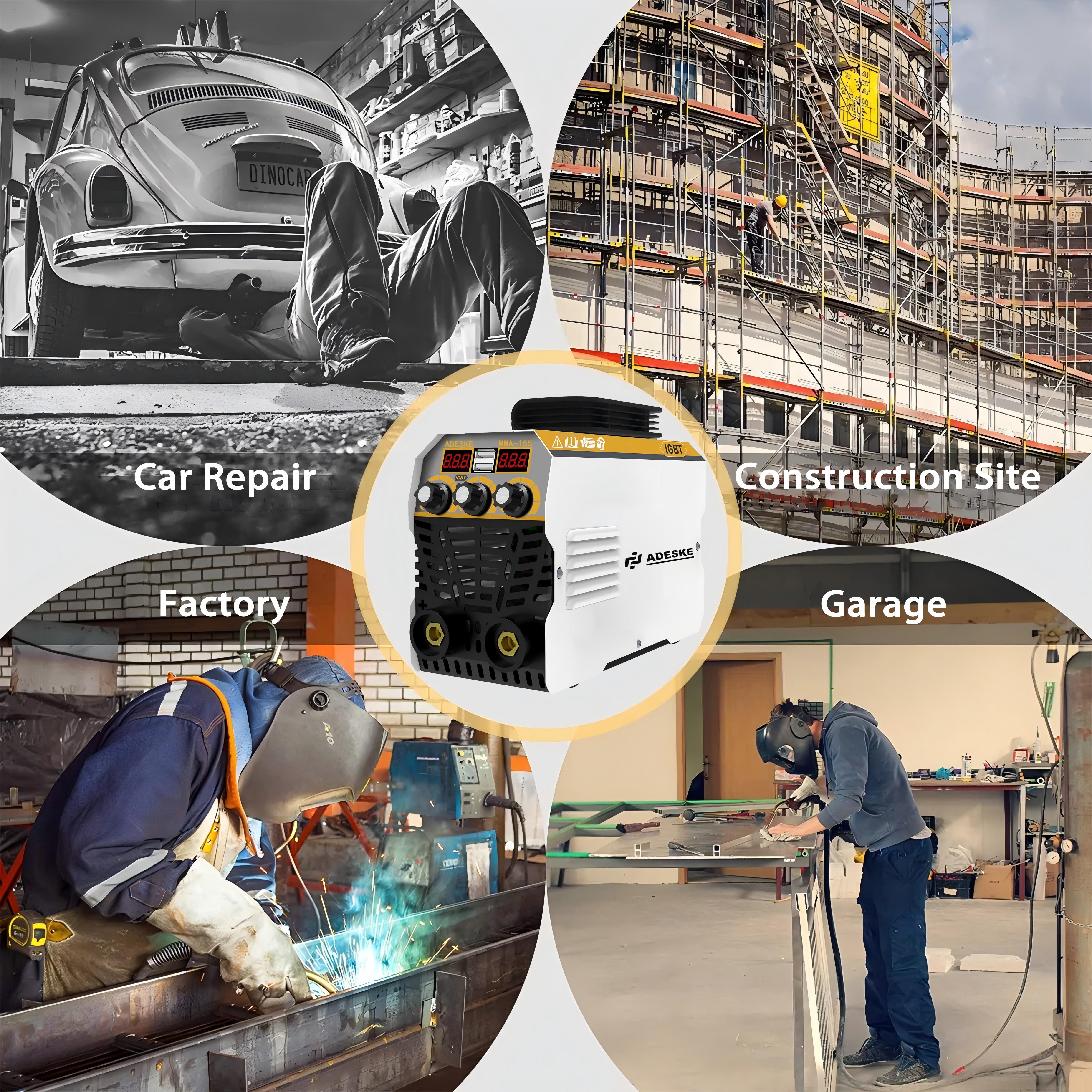 ADESKE 120A Stick Welder MMA-155 &ndash; Portable Welding Machine, Dual Voltage 110V/220V, Digital Display Arc Welder with Welding Kit