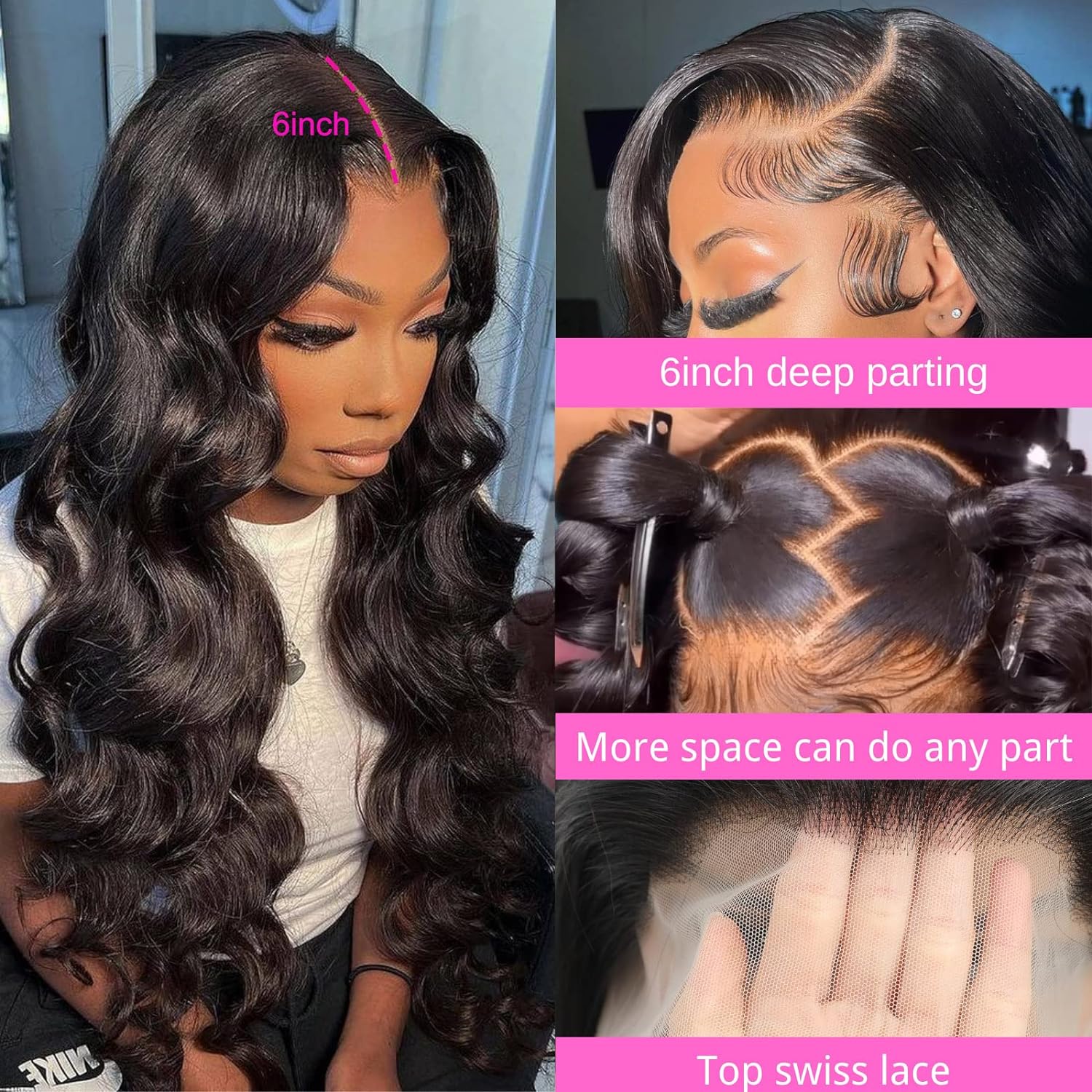 Bling Hair 13x6 13x4 Transparent HD Lace Front Human Hair Wigs Body Wave Pre Plucked 360 Swiss Lace for Women 180 Density with Baby Hair Natural Hairline 32inch dealsforyoudays