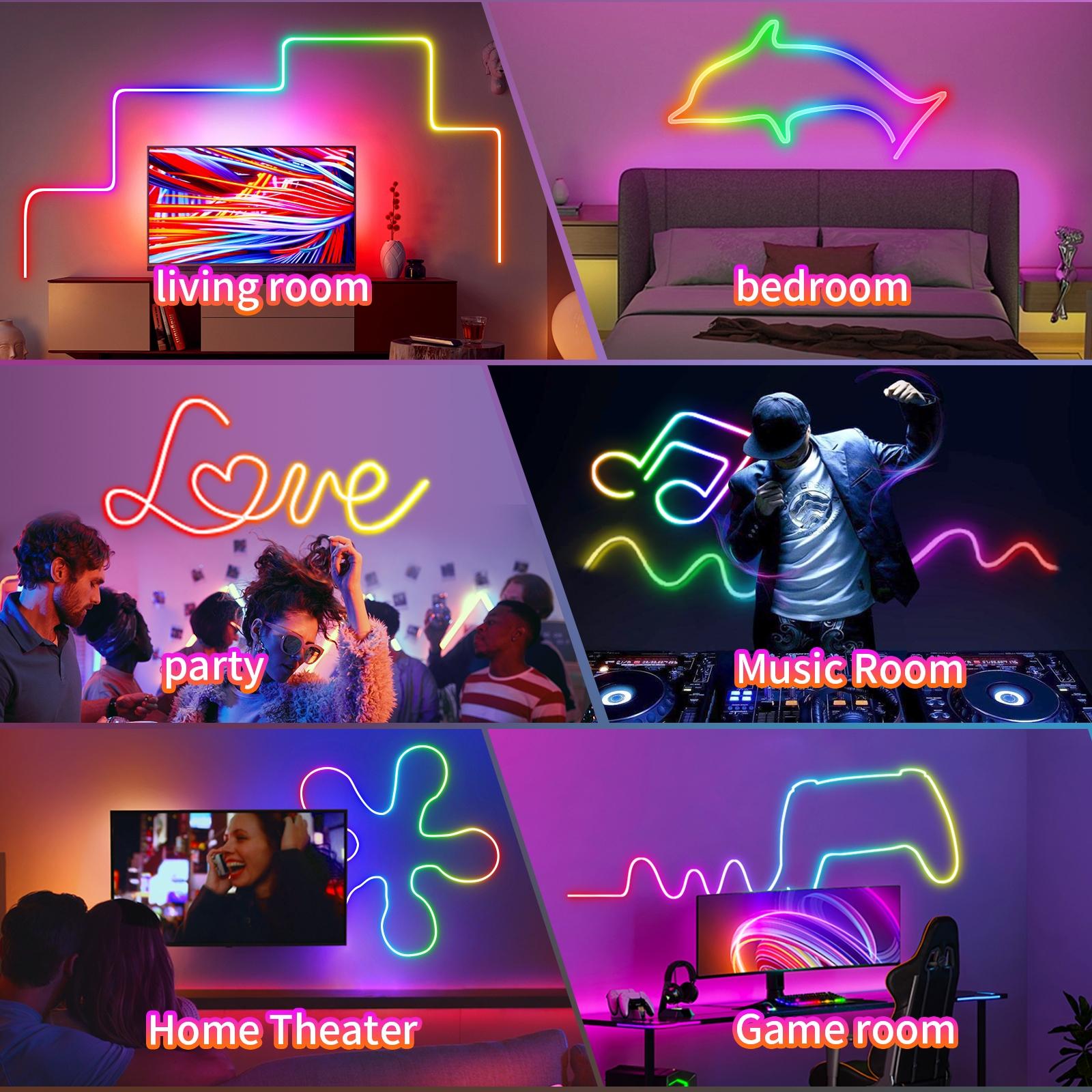 USB-Powered RGB Color-Changing LED Strip Light with App Control, Ambient Backlight for TV, Computer, Bedroom & Living Room, Decorative Neon Accent Light, Smart LED Lighting, Great Christmas Gift