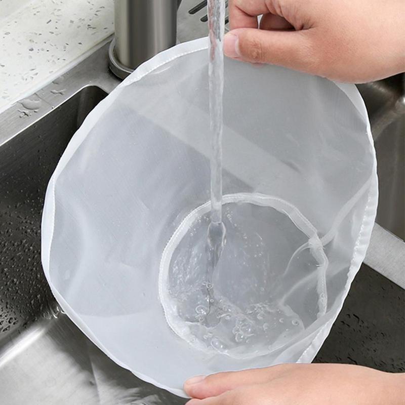 Nylon Food Filter Bag with Drawstring,2Count Reusable Vegetable Juice Filter Bag,Tea Coffee Yogurt Filter, Kitchen Utensils &Gadgets, Summer for Gift Kitchenware