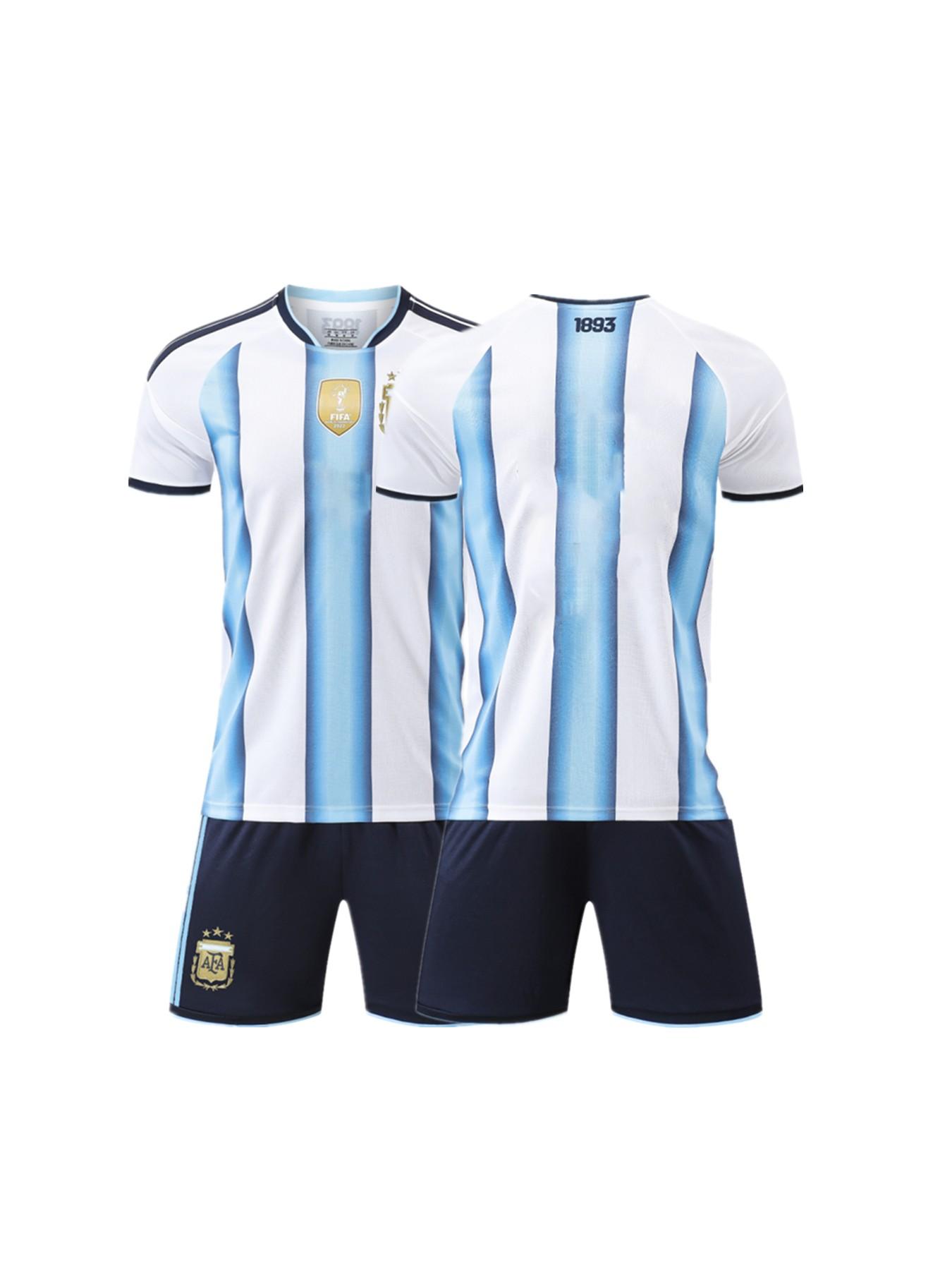 New Messi Argentina Soccer Jersey Set, Men's Sports, Short Sleeve Shirt and Shorts, Training and Match Gear, All Seasons