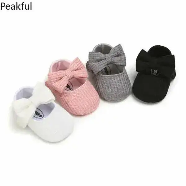 Breathable Knitted Baby Girl Shoes, Non-Slip Soft Sole Crib Sneakers with Cute Bowknot, Lightweight First Walkers for Infant 0-18 Months, Ideal for Crawling, Walking & Indoor Outdoors