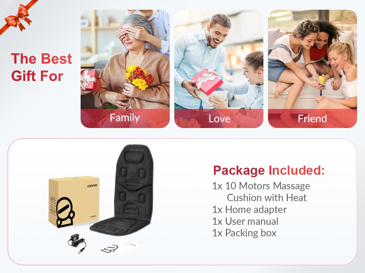 COMFIER Back Massager with Heat, App Control Vibration Massage Seat Cushion, 10 Motors & 3 Heat Levels Chair Massager Pad, Gifts for Mom,Dad Home Office Use COMFIER Back Massager with Heat, App Control Vibration Massage Seat Cushion, 10 Motors & 3 Heat Levels Chair Massager Pad, Gifts for Mom,Dad Home Office Use