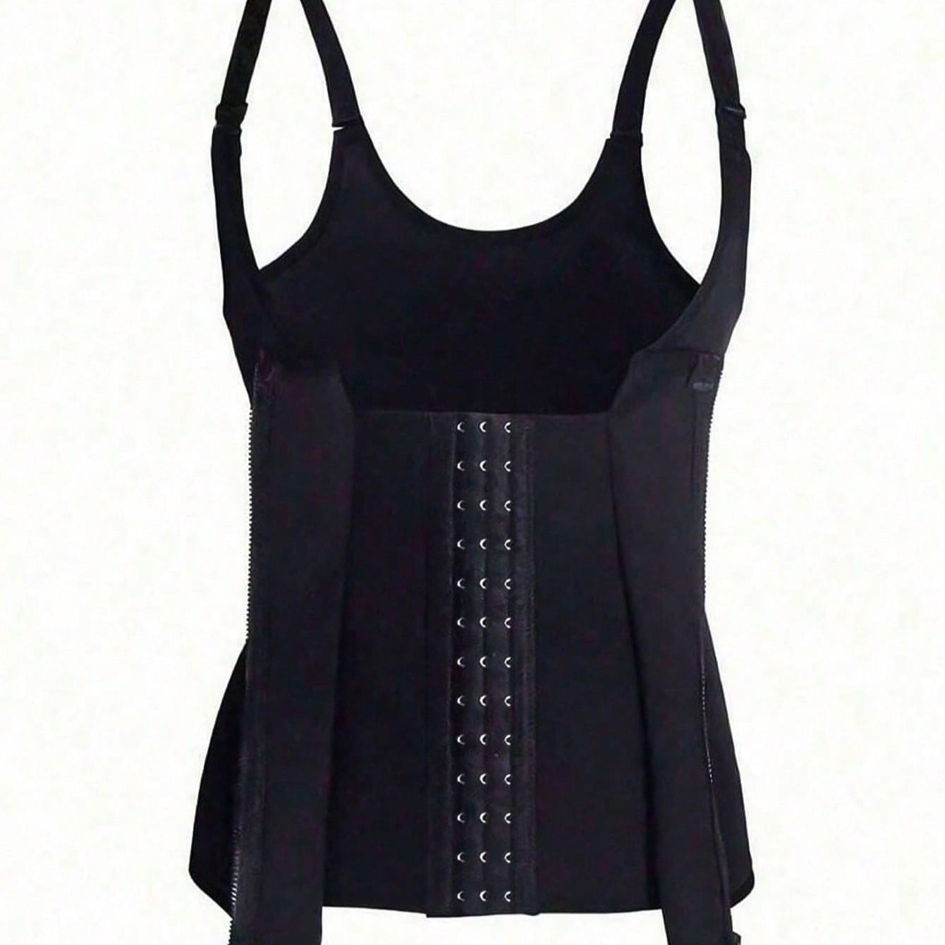 Women's Sports Waist Trainer with Zipper, Adjustable Shoulder Straps, Body Shaper Tank Top, Abdominal and Waist Control, Yoga Running Belt