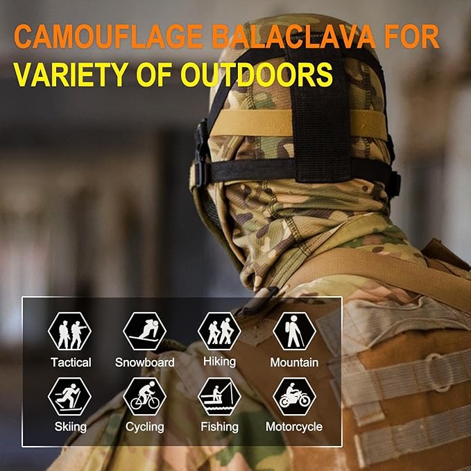 5-Pack Camo Tactical Balaclava Set | UV  Face Mask & Neck Gaiter | Unisex for Motorcycle, Fishing, Hiking | Breathable Windproof Outdoor Sports Accessories