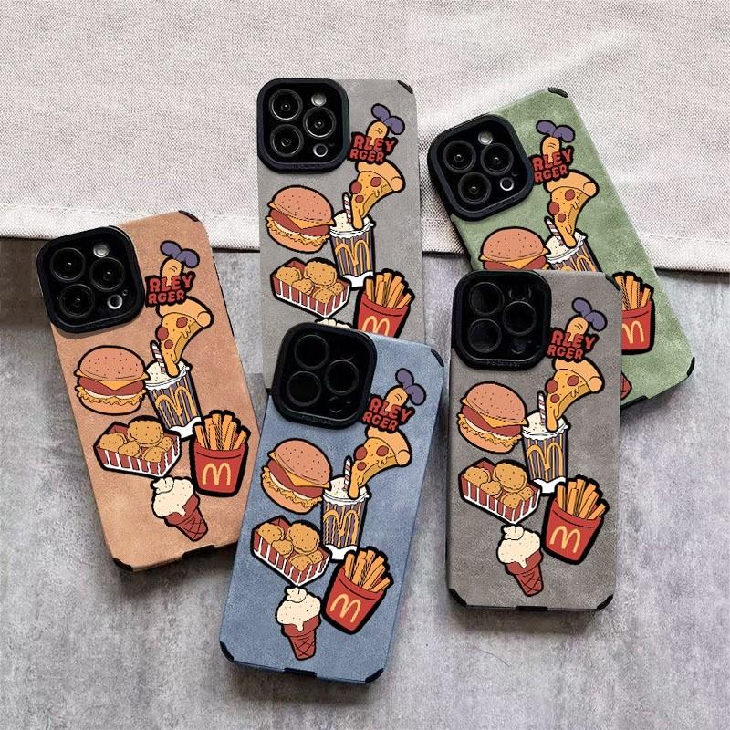 Fast Food Cartoon Phone Case, Multiple Colors/Specs Available, Durable Protective Cover for Phones, Stylish Design with Hamburger, Pizza, Fried Chicken & More, Perfect for Daily Use, Trendy Phone Accessory