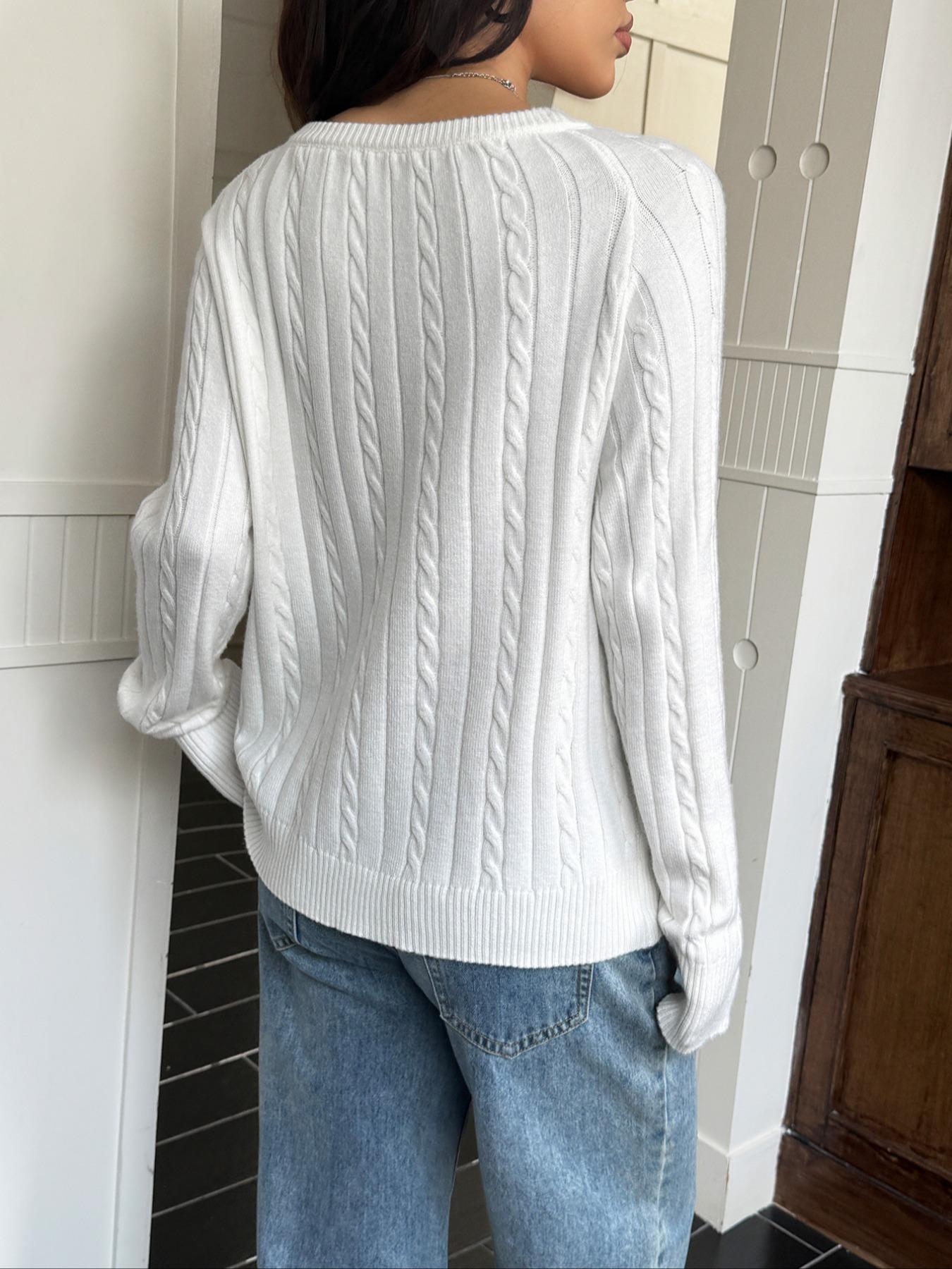 Women's V Neck Long Sleeve Sweater Knitwear, Casual Home Wear, Comfortable Fabric, Perfect for Winter, Knitted Pullover Top