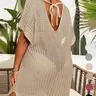 【Plus Size】 Plain Knit Dress, Plus Size Women's Crochet Swimwear Cover Up Dress, Women's Plus Clothing for Beach Cover Ups Holiday Vacation, Beach Coverup #GLOBAL PICKS