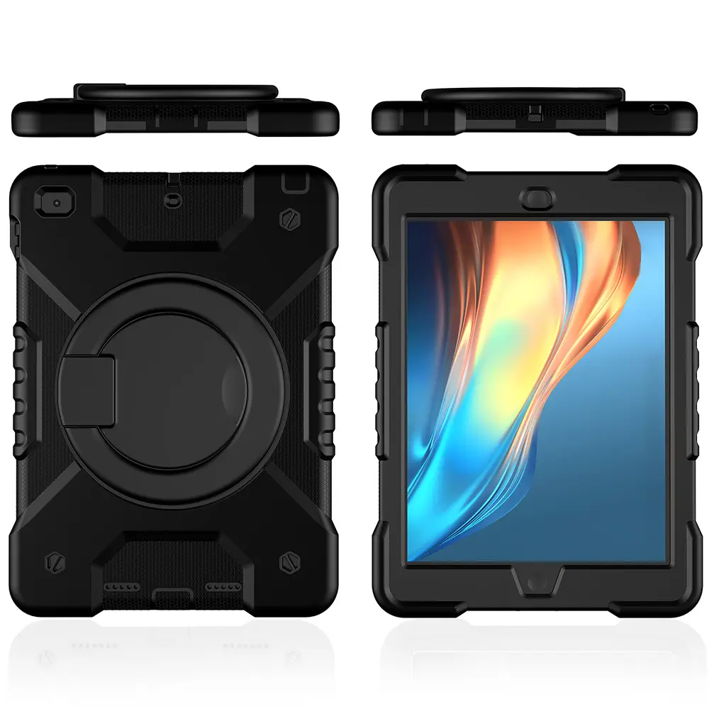Compatible with iPad 9.7(2017/2018)/iPad Air 1/iPad Air 2) Heavy Duty Tablet Case, 360° Rotating Handle Stand, Pen Holder & Shoulder Strap