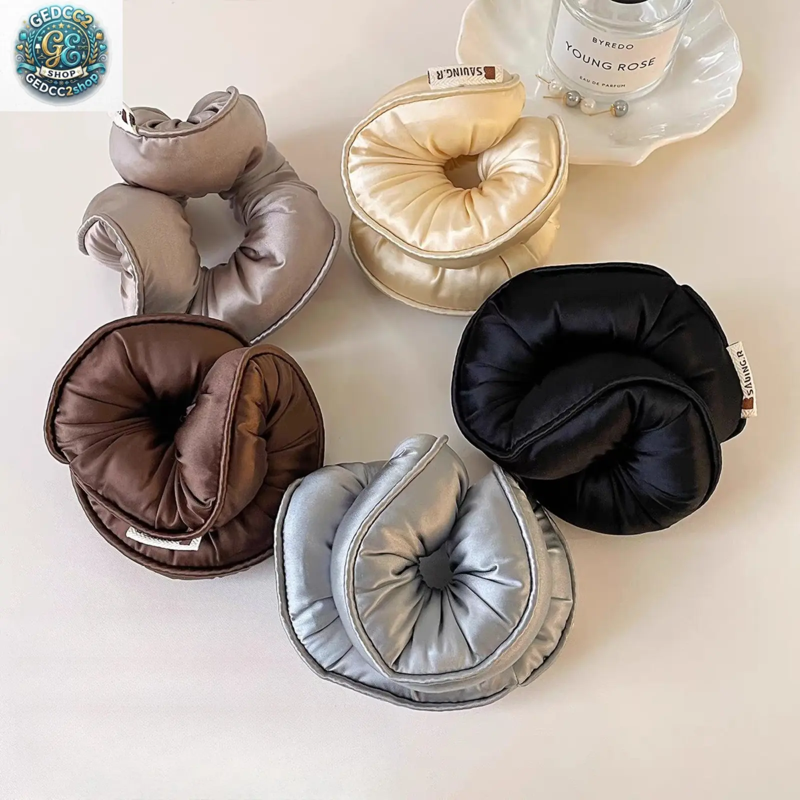 Women's Soft Padded Scrunchies - Plush Fabric, Padded Look, All Seasons, Everyday Wear Sleep Hair Ties for Sports & Outdoor Camping Hiking Hammock Ponytails Buns Styling