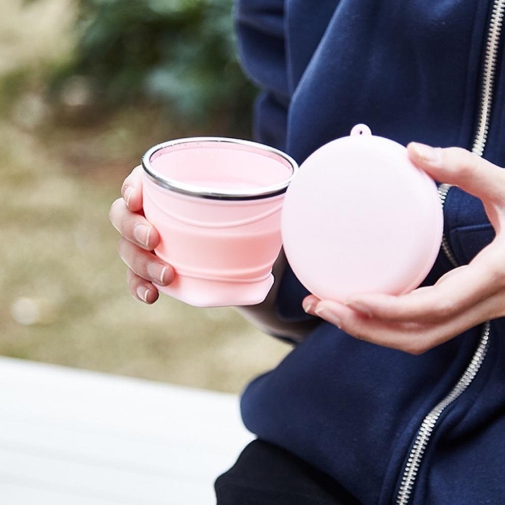 180 milliliters foldable water bottle, silicone foldable travel cup - Silicone foldable camping cup with lid - Easy to store, convenient to carry, suitable for travel and camping use