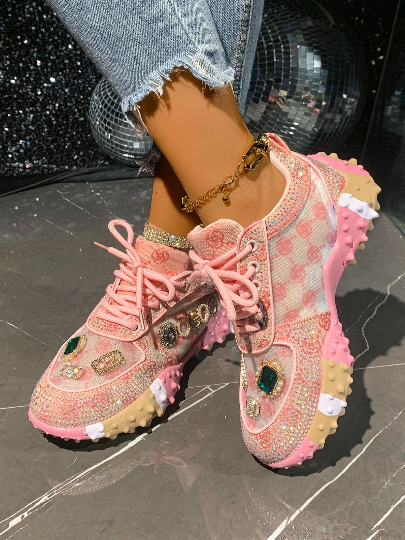 Fashion Dad Shoes for Women, New Mesh Breathable Thick Sole Height-Boosting Casual Sports Shoes, Cute Style, All over Print