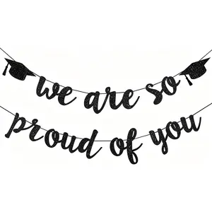 Black We are So Proud of You Banner for 2026 Graduation Party Decorations, Class of 2026 Graduation Decor High School Graduations College Grad Party Decorations Supplies
