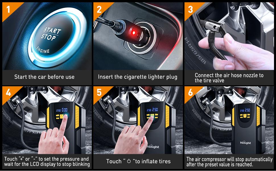 Nilight Tire Inflator Portable Air Compressor 12VDC Car Air Pump 150PSI Digital Tire Pressure Gauge Auto Shutoff Tire Pump for Car SUV Motorcycle Bicycle ATV Automotive  dealsforyoudays