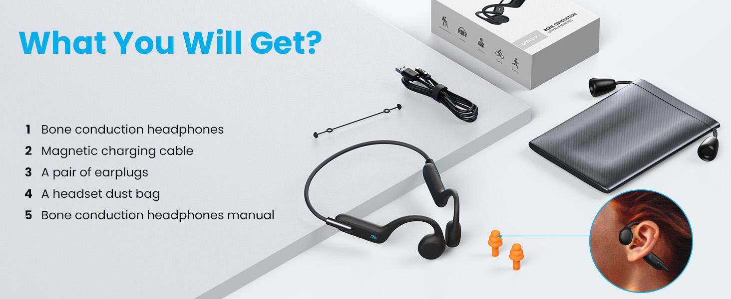 Bone Conduction Headphones, Wireless Bluetooth 5.3 Swimming IPX8 Waterproof Headset,Strong compatibilityBone vibrations transmit audio，Waterproof and sweatproof design，Special for sports and fitnessSuitable for for Running, Cycling, Drving.-X6PRO-3-5.99